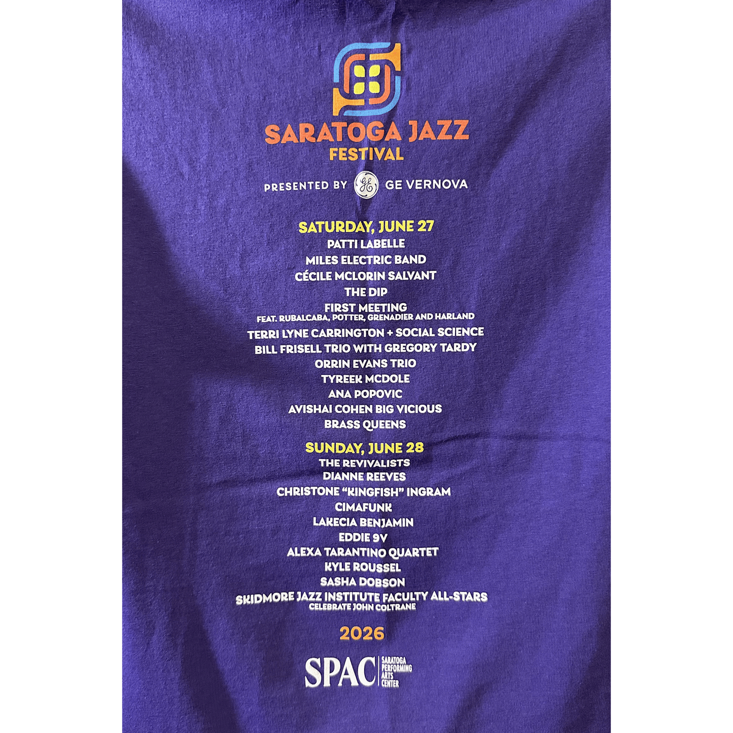 2026 Saratoga Jazz Festival Women’s V-Neck Lineup T-Shirt